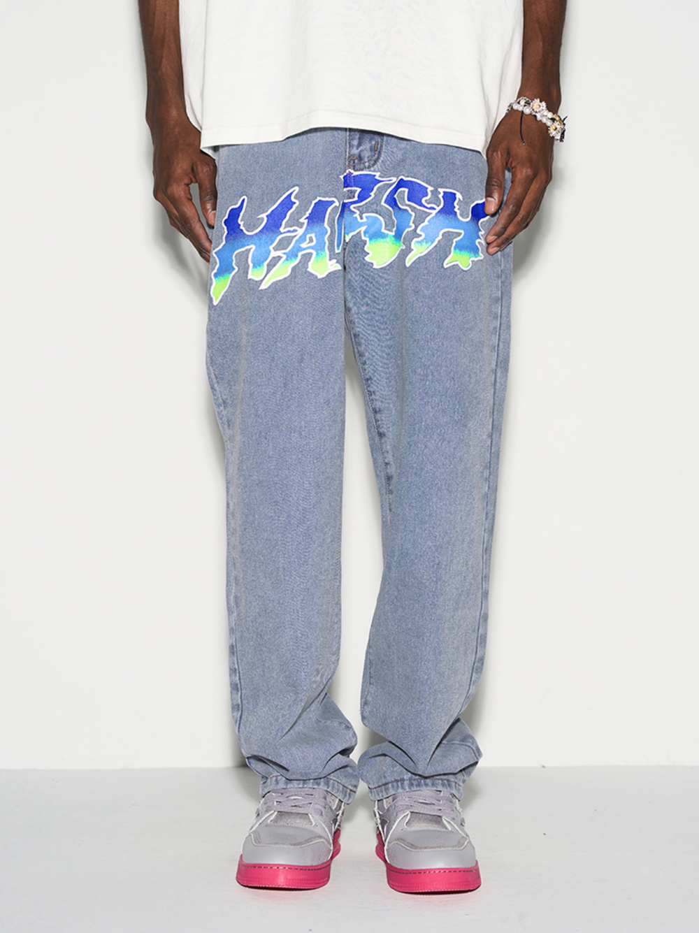 Harsh and Cruel Gradient Logo Loose Denim