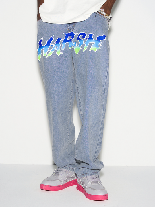 Harsh and Cruel Gradient Logo Loose Denim