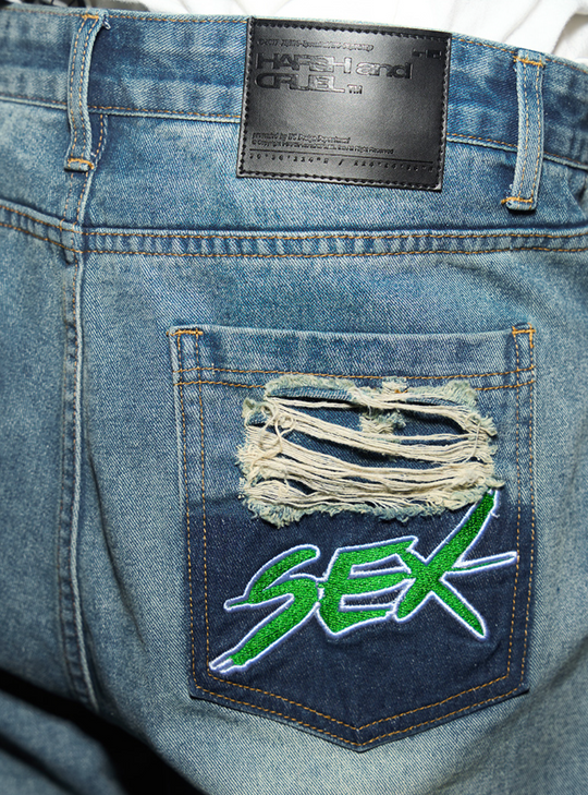 Harsh and Cruel Distressed Embroidered Loose Denim
