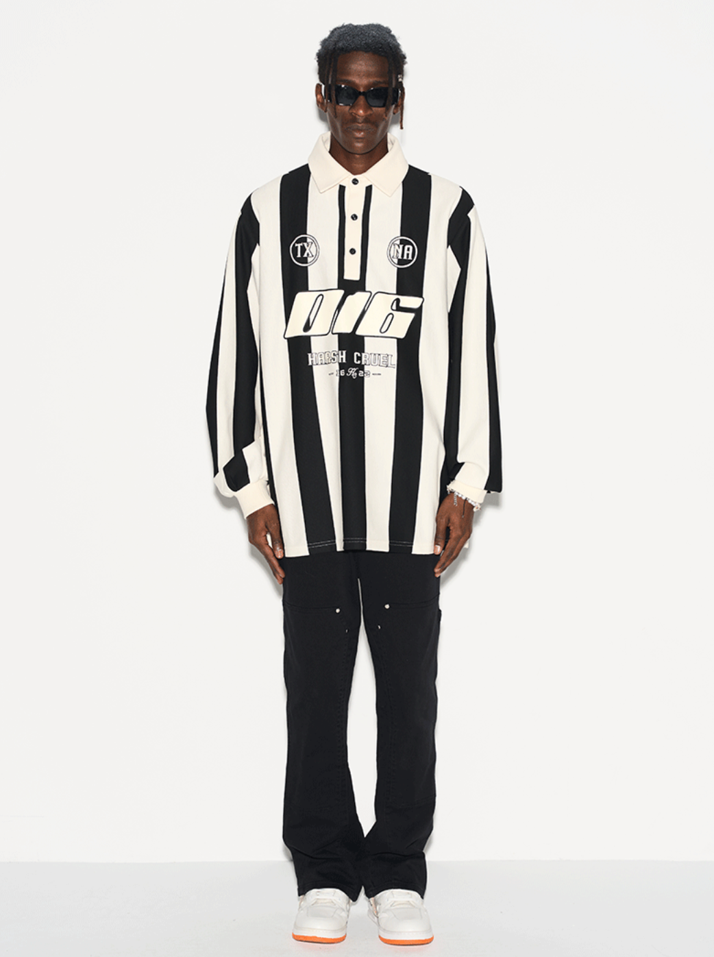 Harsh and Cruel Striped Logo L/S Jersey Shirt