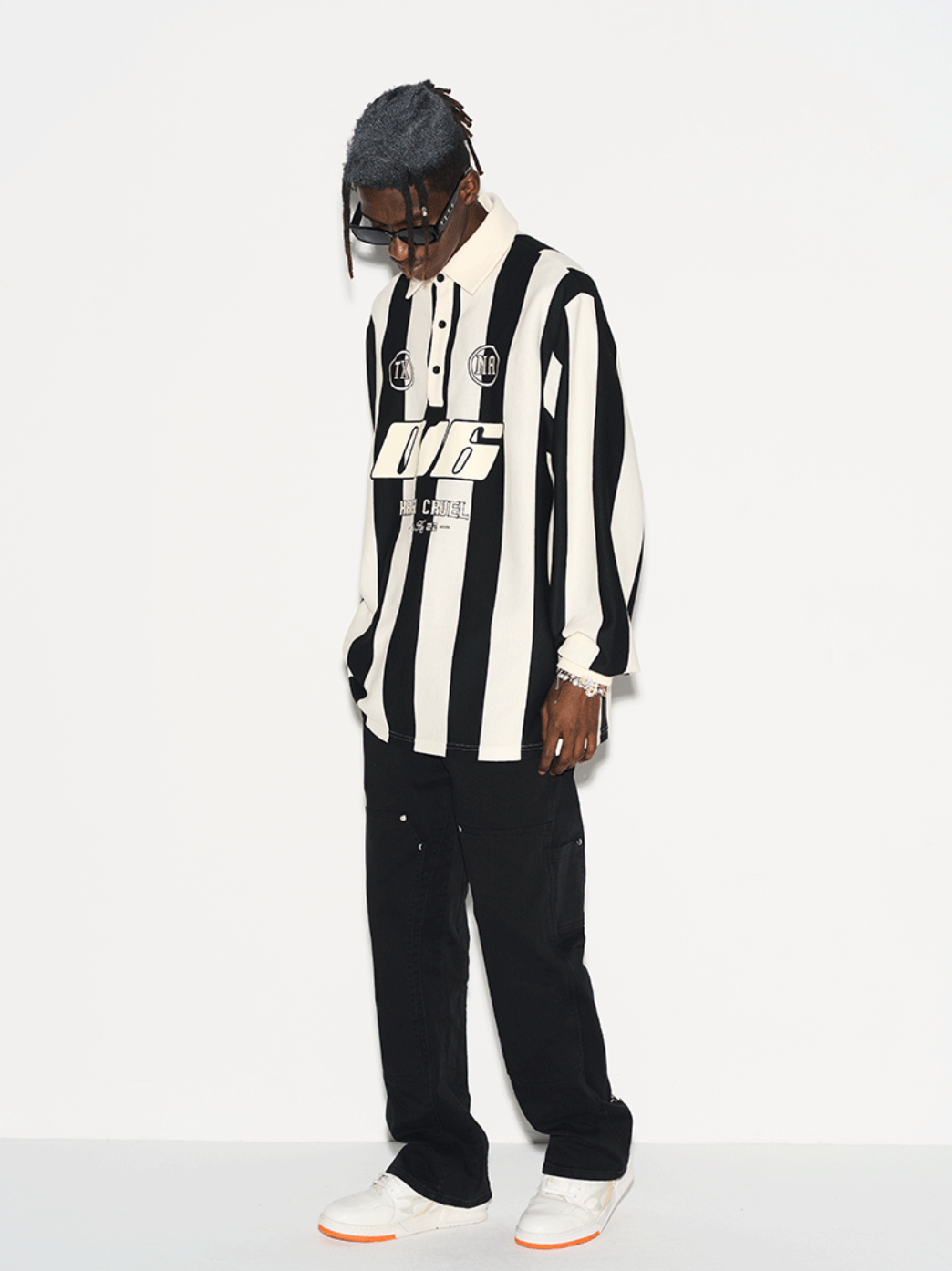 Harsh and Cruel Striped Logo L/S Jersey Shirt