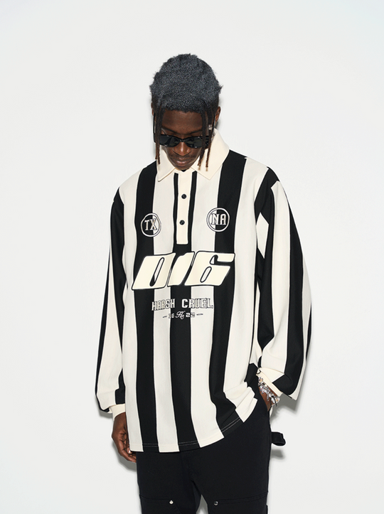 Harsh and Cruel Striped Logo L/S Jersey Shirt