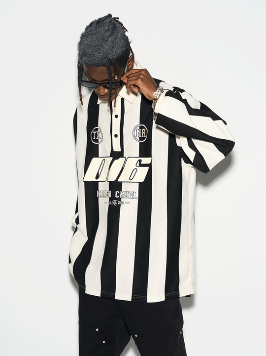 Harsh and Cruel Striped Logo L/S Jersey Shirt