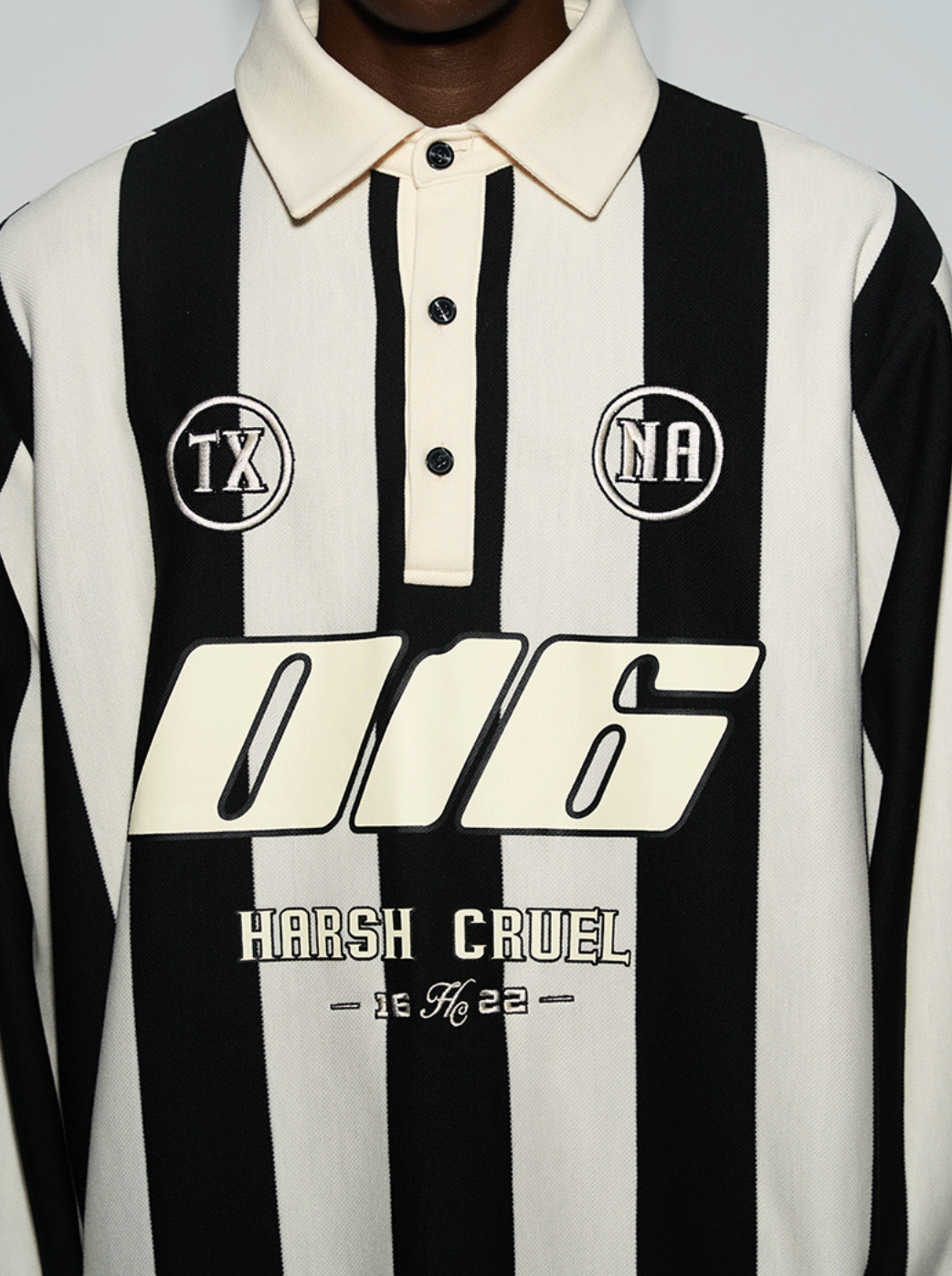 Harsh and Cruel Striped Logo L/S Jersey Shirt