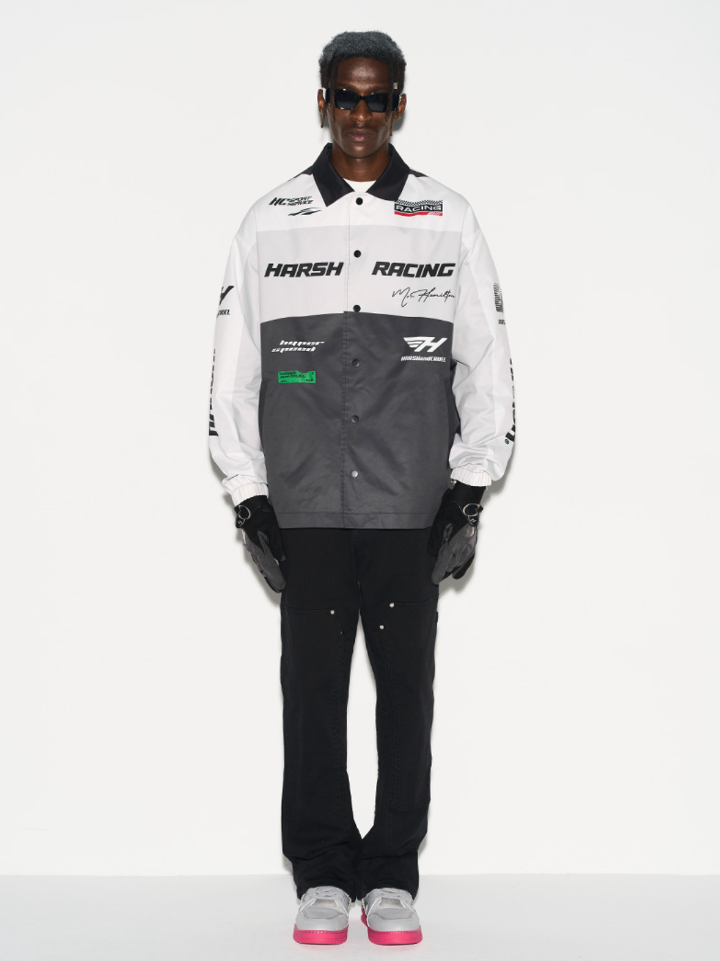 Harsh and Cruel Colorblock Logo Racing Coach Jacket