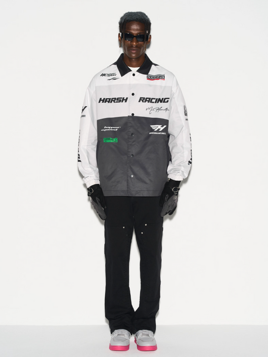 Harsh and Cruel Colorblock Logo Racing Coach Jacket
