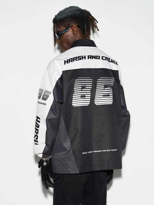 Harsh and Cruel Colorblock Logo Racing Coach Jacket