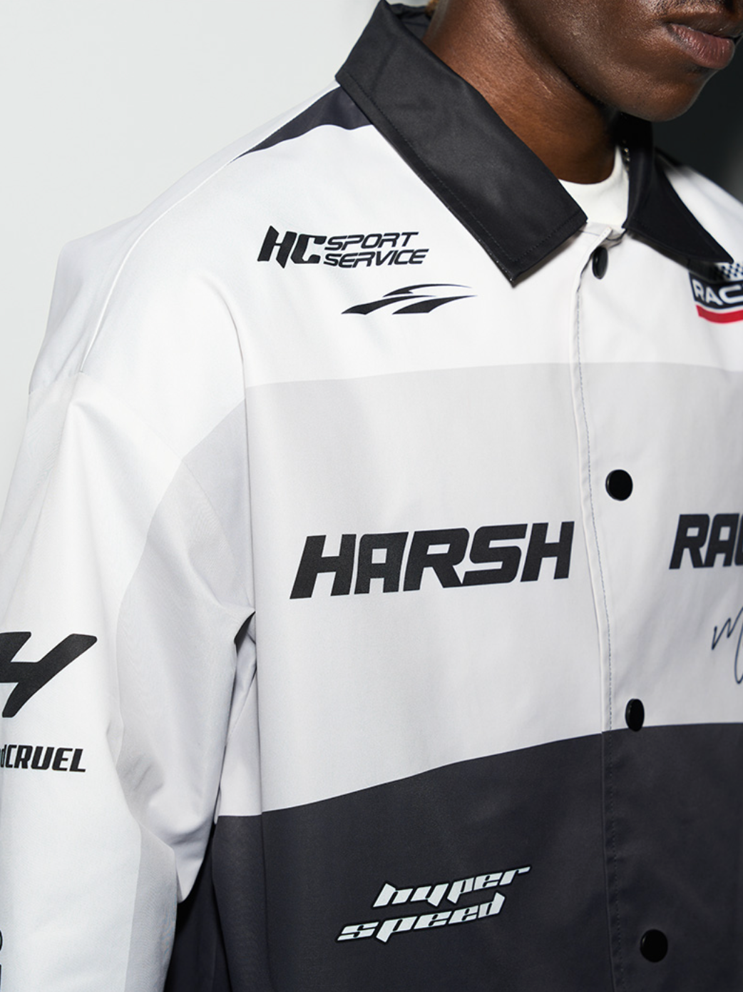 Harsh and Cruel Colorblock Logo Racing Coach Jacket