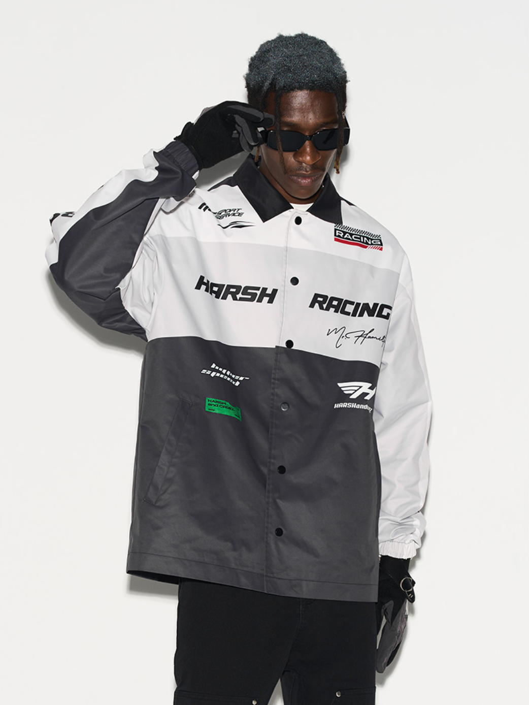 Harsh and Cruel Colorblock Logo Racing Coach Jacket