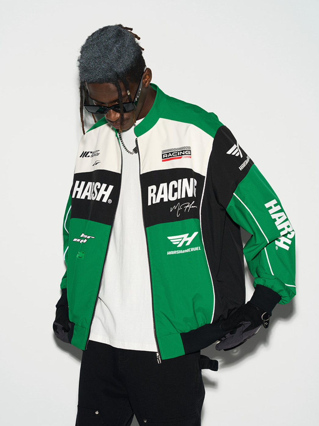 Harsh and Cruel Retro Motorcycle Racing Logo Jacket - This stylish jacket evokes the nostalgic atmosphere and powerful design of classic motorcycle racing. With high-quality materials and a bold logo print, it's a striking statement piece that seamlessly integrates into a street-style wardrobe. Versatile for spring and fall layering, this jacket captures the energy of the racetrack.