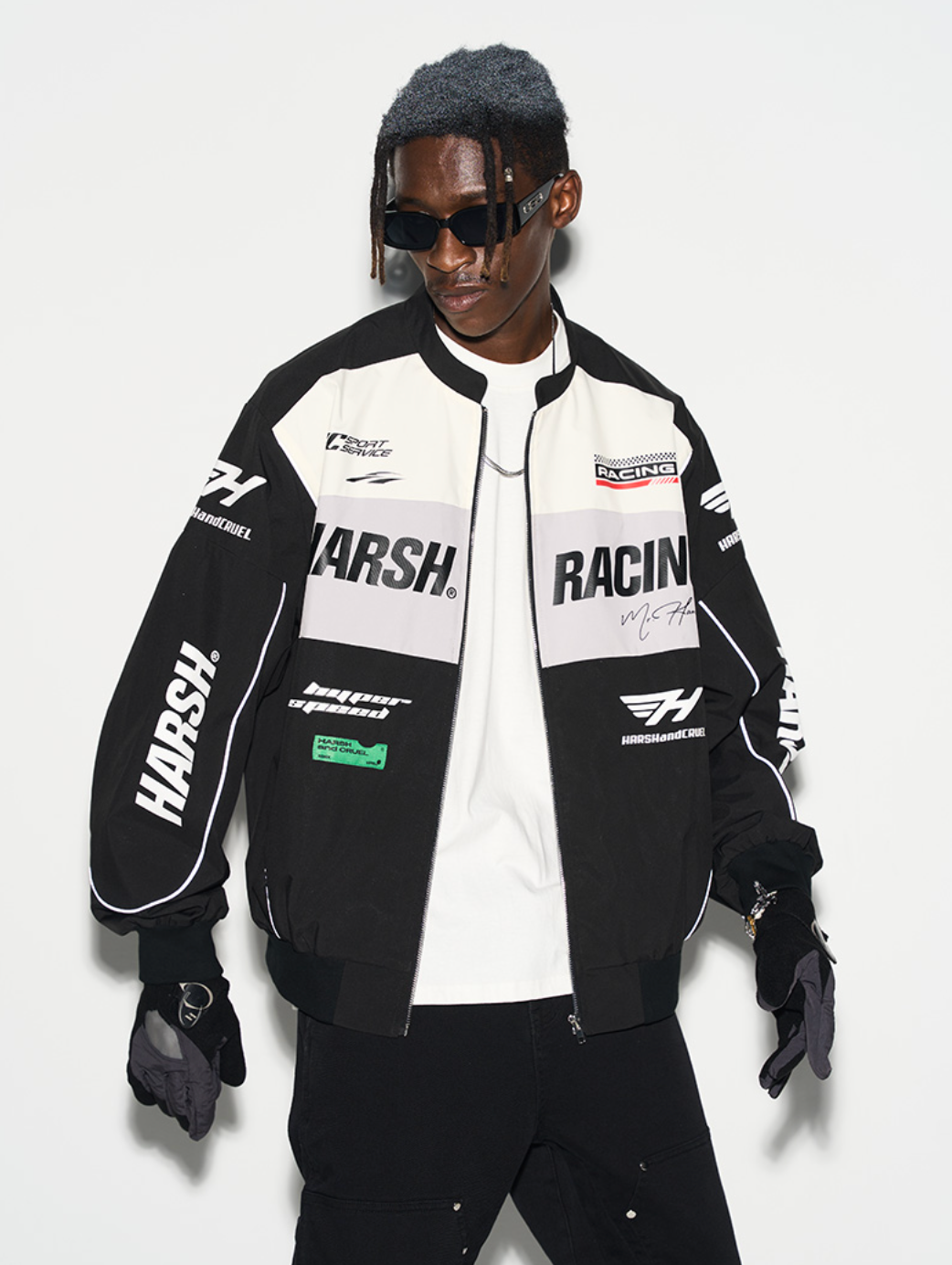Harsh and Cruel Retro Motorcycle Racing Logo Jacket - This stylish jacket evokes the nostalgic atmosphere and powerful design of classic motorcycle racing. With high-quality materials and a bold logo print, it's a striking statement piece that seamlessly integrates into a street-style wardrobe. Versatile for spring and fall layering, this jacket captures the energy of the racetrack.