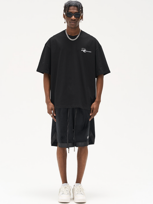 Harsh and Cruel Embroidered Logo Velvet Basketball Shorts