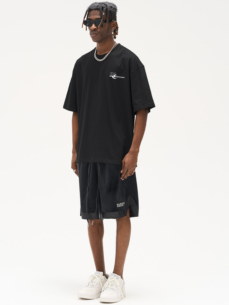 Harsh and Cruel Embroidered Logo Velvet Basketball Shorts