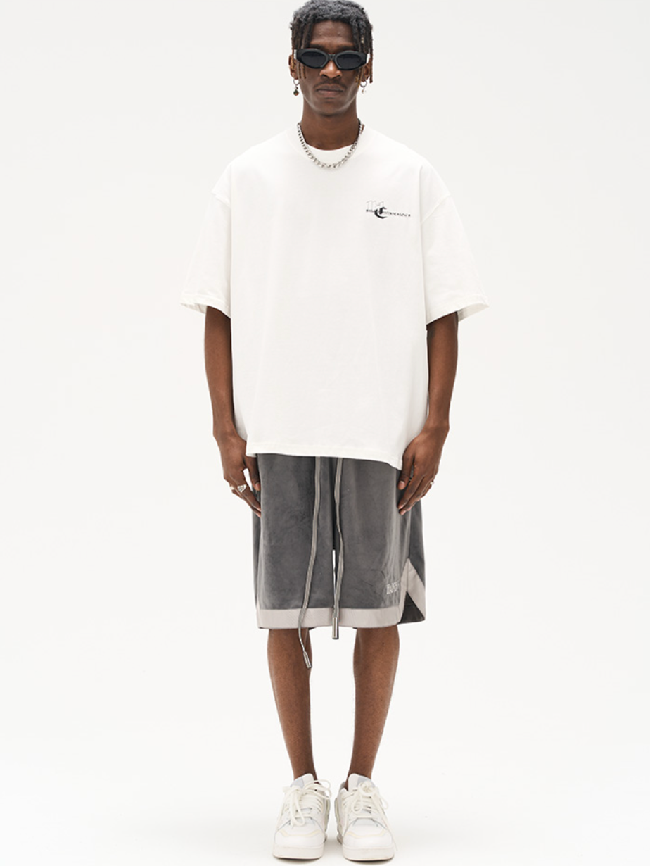 Harsh and Cruel Embroidered Logo Velvet Basketball Shorts