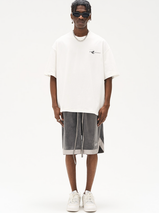 Harsh and Cruel Embroidered Logo Velvet Basketball Shorts