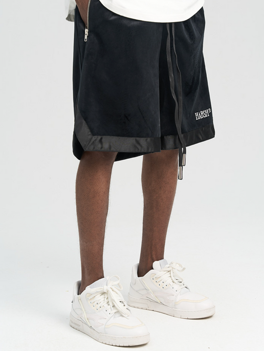Harsh and Cruel Embroidered Logo Velvet Basketball Shorts