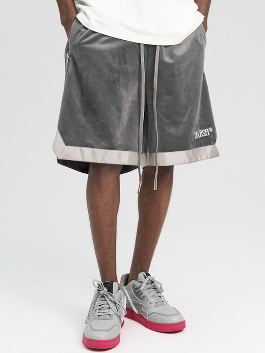Harsh and Cruel Embroidered Logo Velvet Basketball Shorts