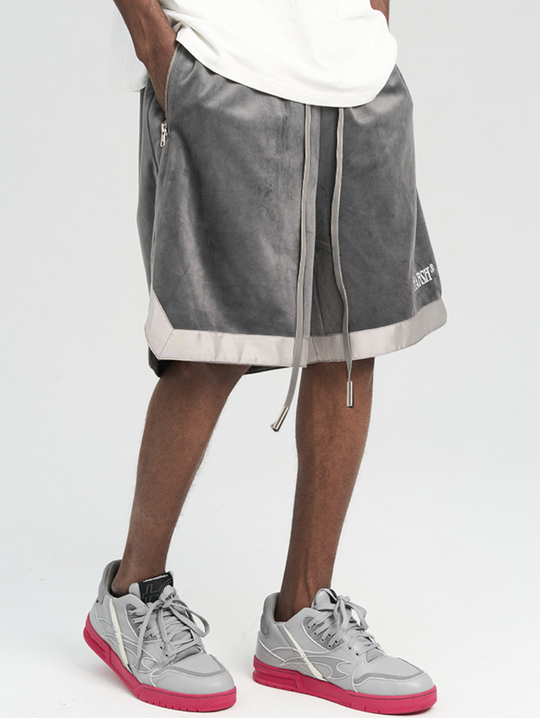 Harsh and Cruel Embroidered Logo Velvet Basketball Shorts