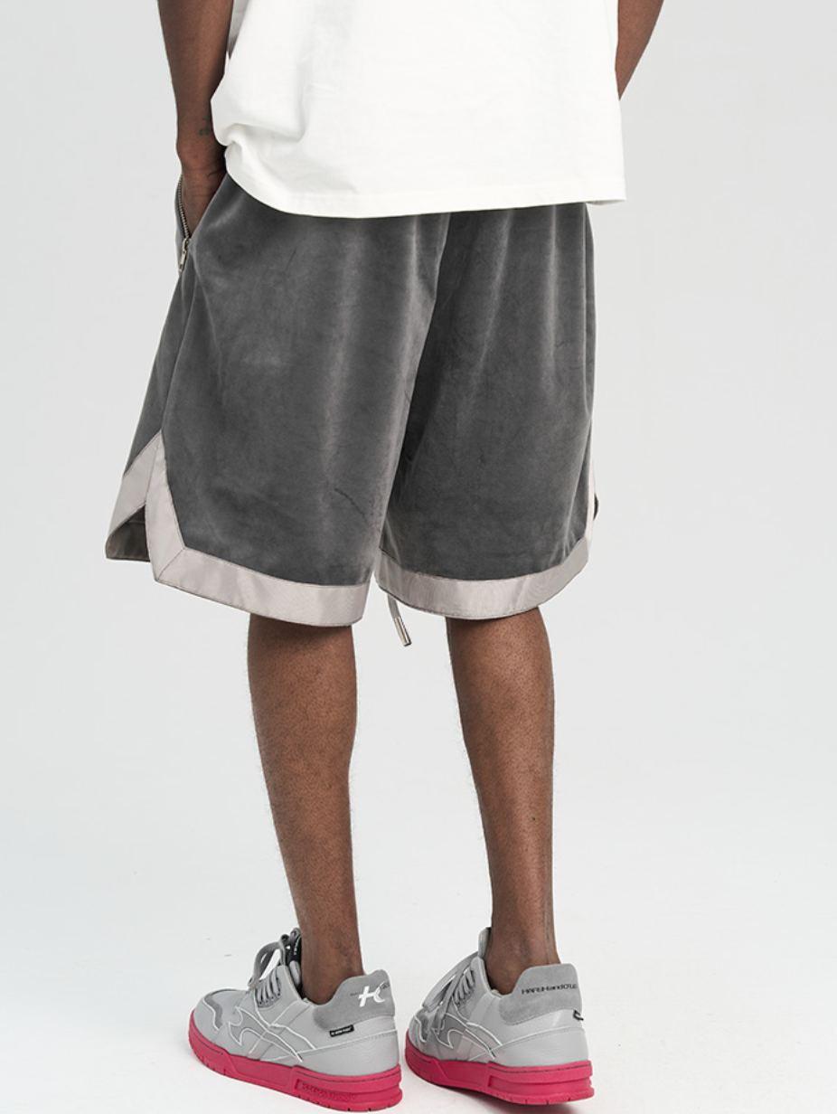 Harsh and Cruel Embroidered Logo Velvet Basketball Shorts