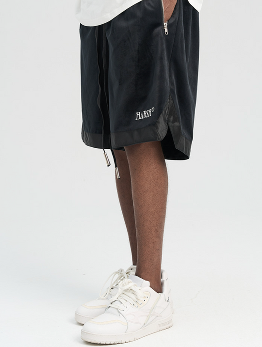 Harsh and Cruel Embroidered Logo Velvet Basketball Shorts