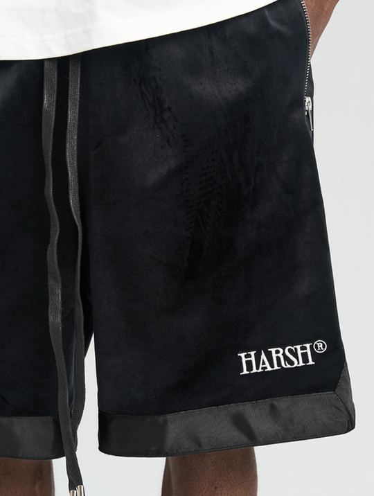 Harsh and Cruel Embroidered Logo Velvet Basketball Shorts