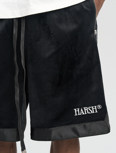 Harsh and Cruel Embroidered Logo Velvet Basketball Shorts