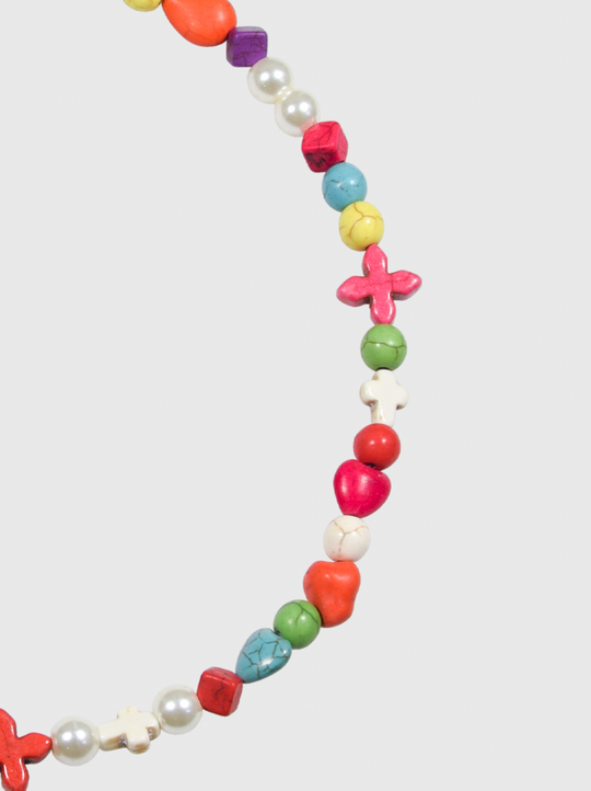 AWE Colorful Beaded Cross Necklace