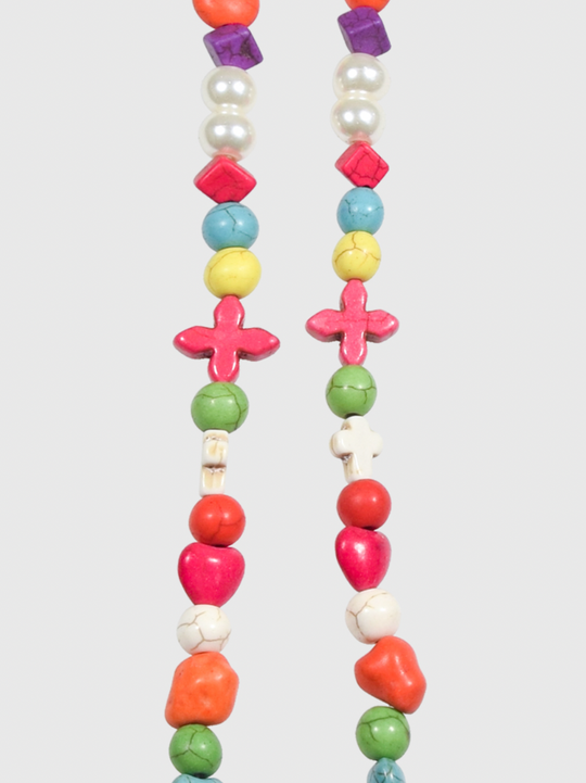 AWE Colorful Beaded Cross Necklace