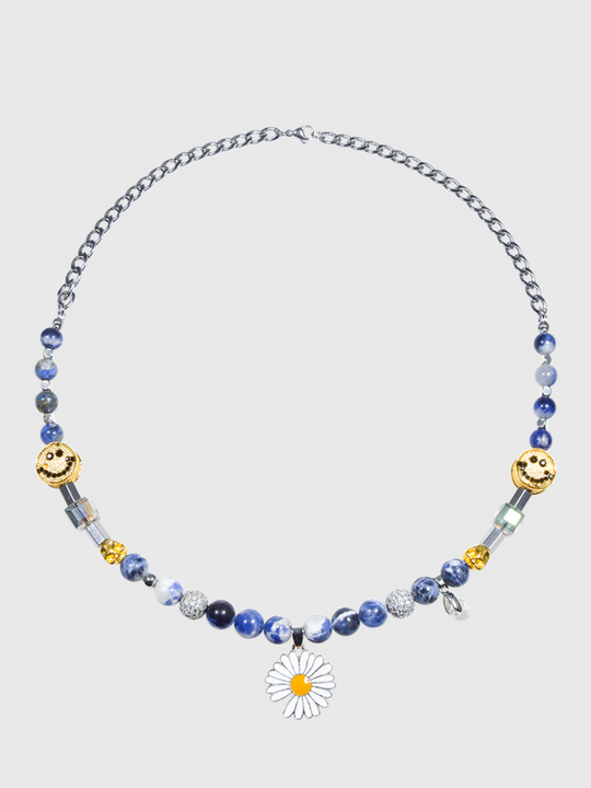 AWE Skull Smiley Daisy Necklace