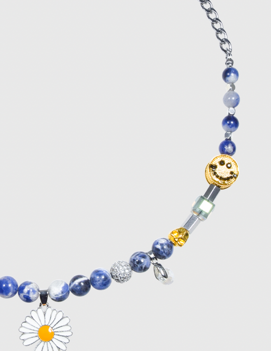 AWE Skull Smiley Daisy Necklace