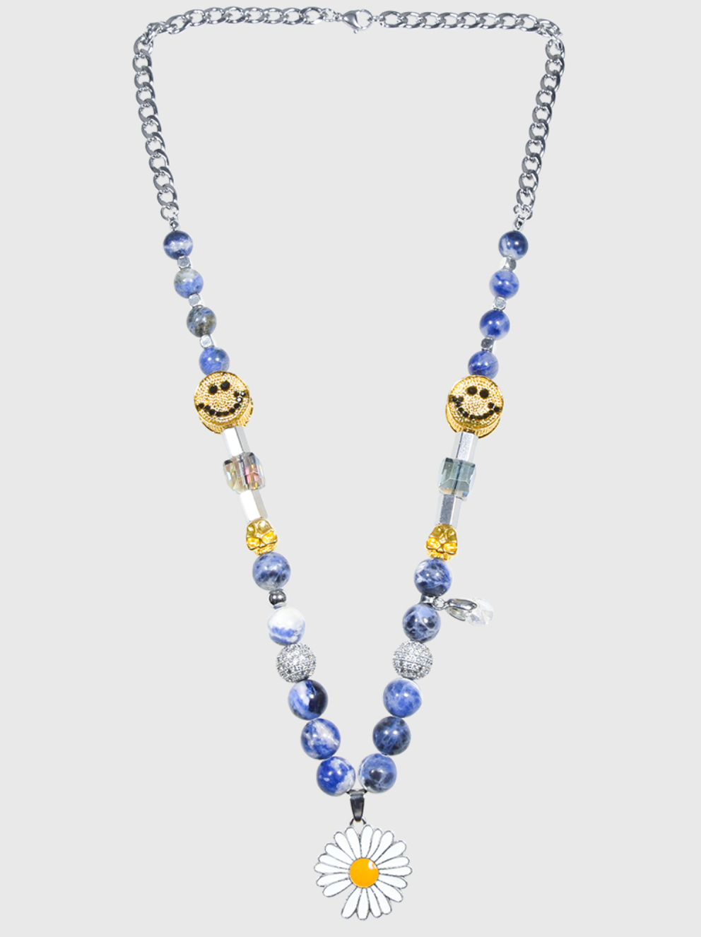 AWE Skull Smiley Daisy Necklace