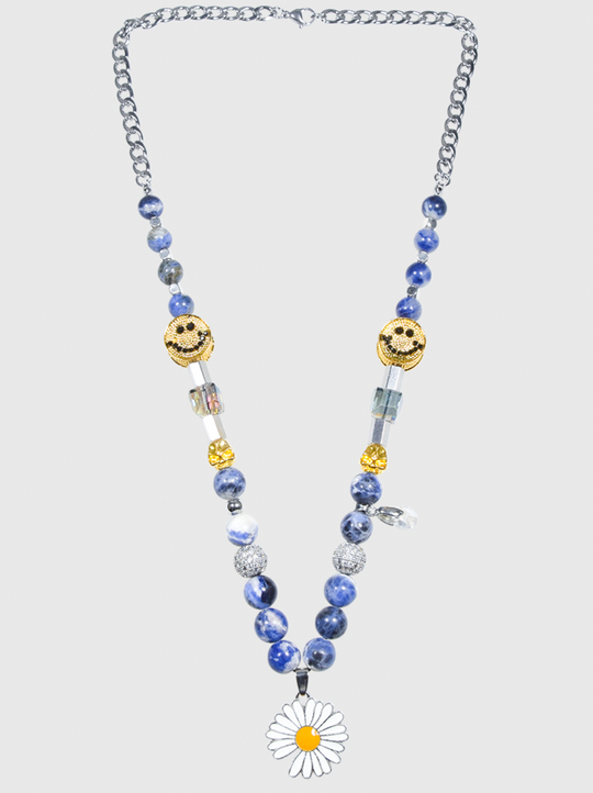 AWE Skull Smiley Daisy Necklace