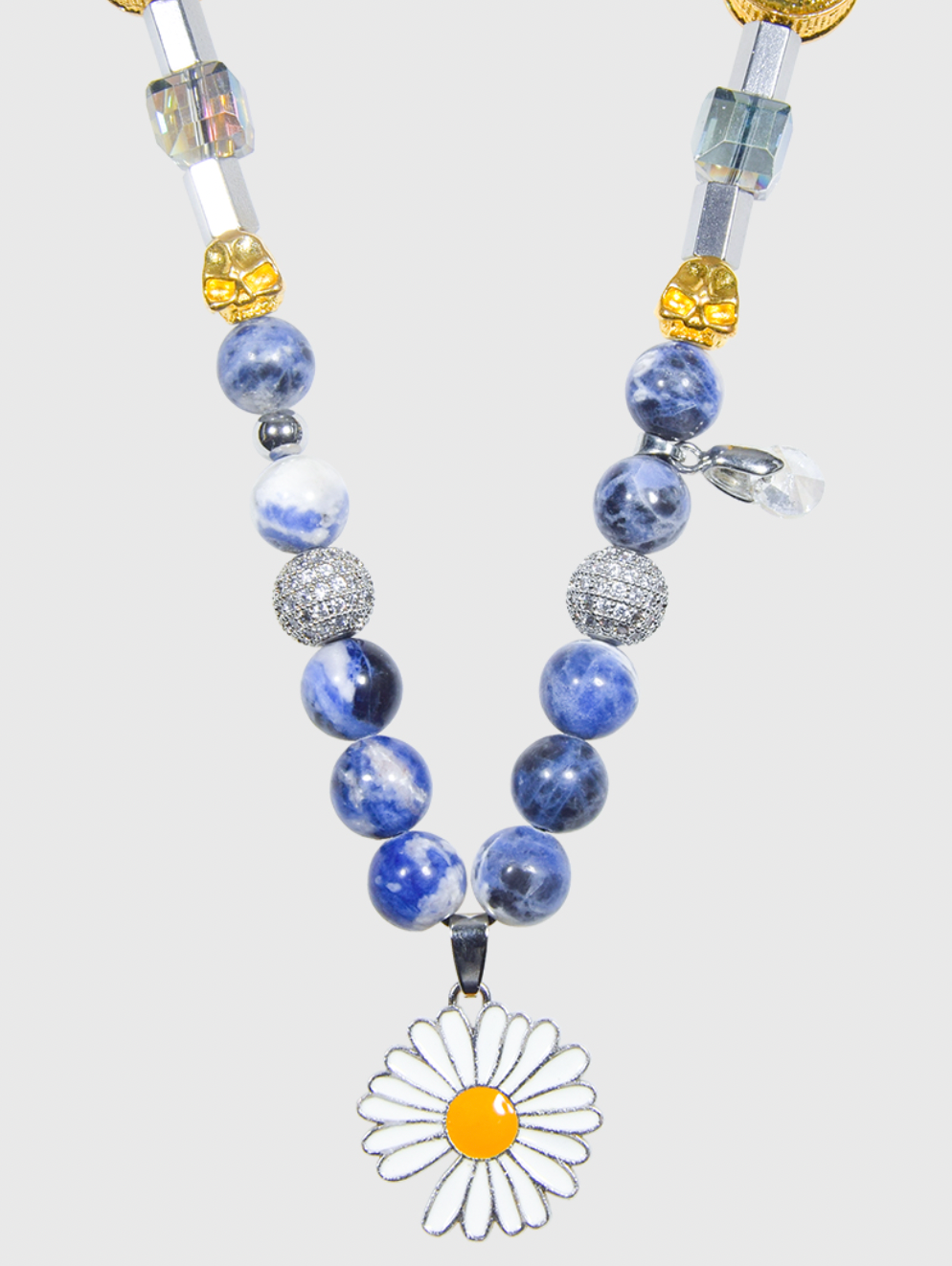 AWE Skull Smiley Daisy Necklace
