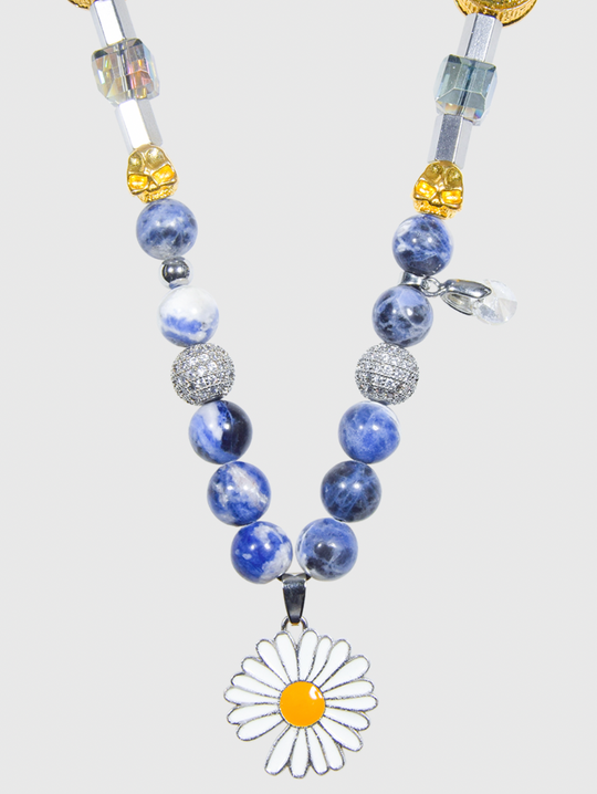 AWE Skull Smiley Daisy Necklace