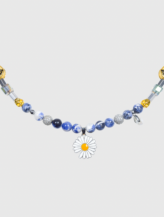 AWE Skull Smiley Daisy Necklace