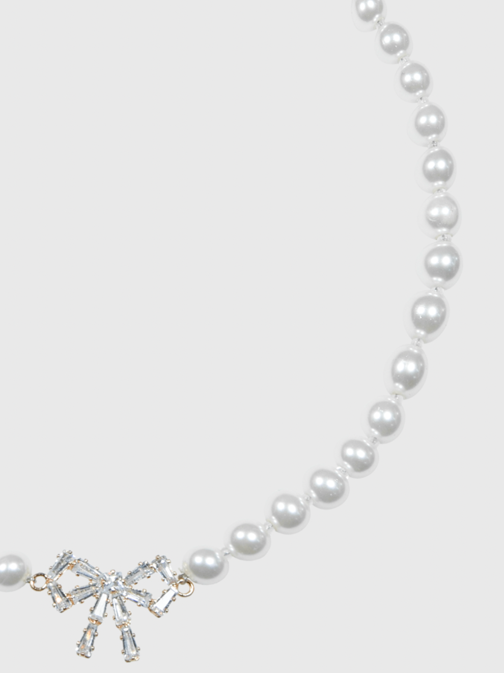 AWE Crystal Bow Pearl Necklace