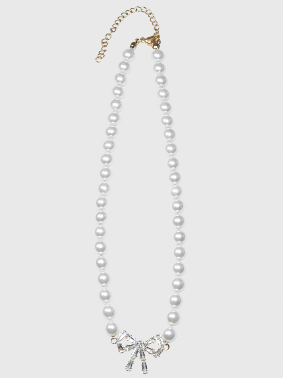 AWE Crystal Bow Pearl Necklace