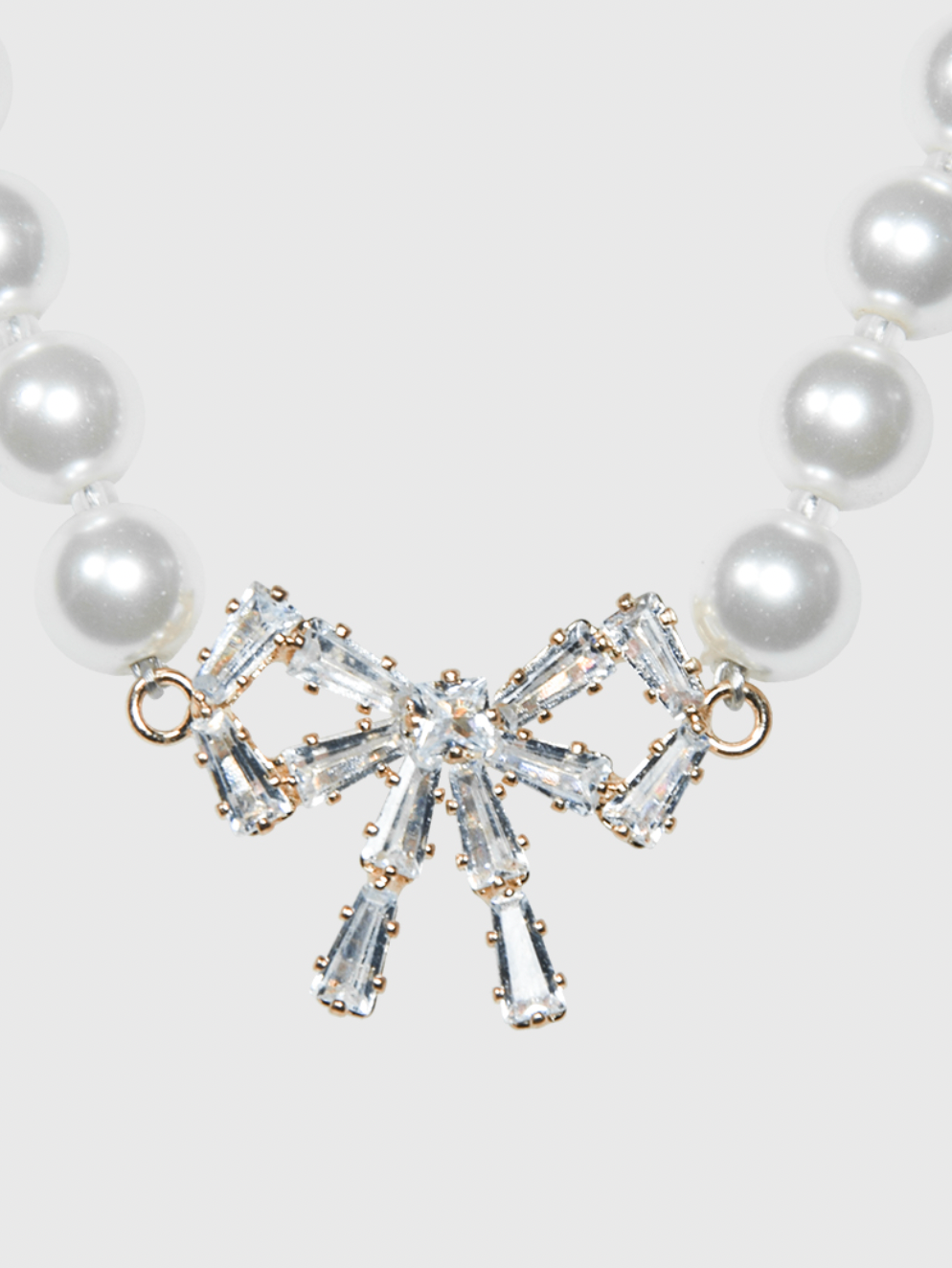 AWE Crystal Bow Pearl Necklace