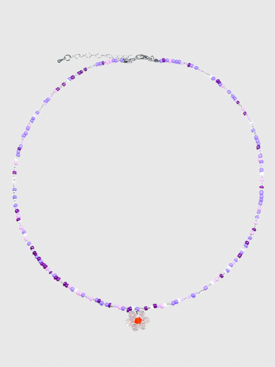 AWE Candy Color Beaded Flower Necklace