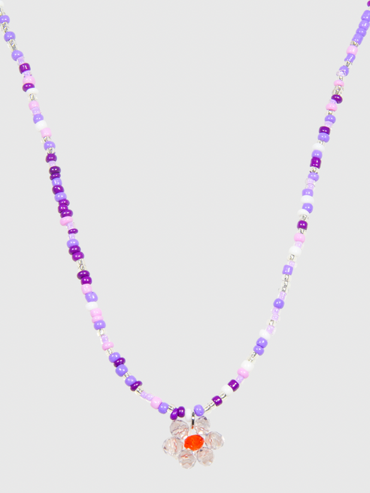 AWE Candy Color Beaded Flower Necklace