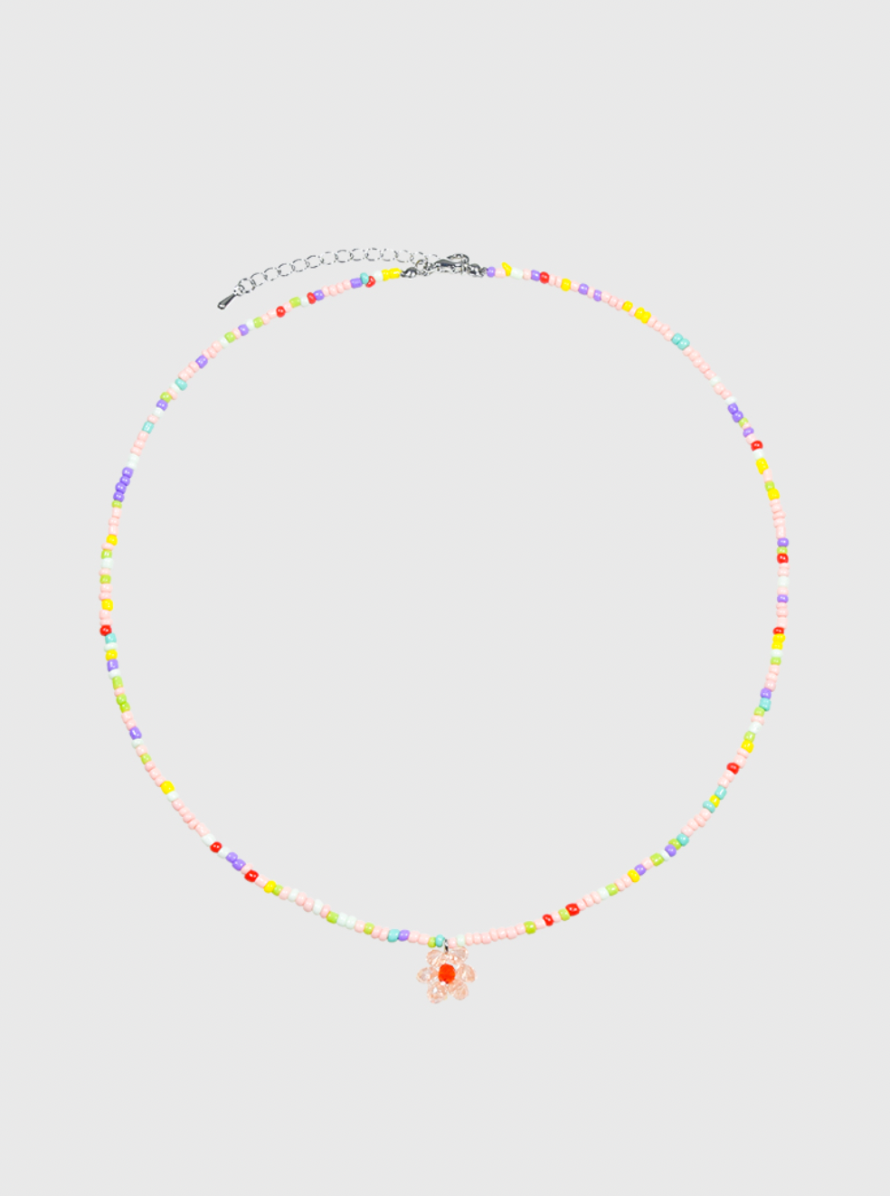 AWE Candy Color Beaded Flower Necklace