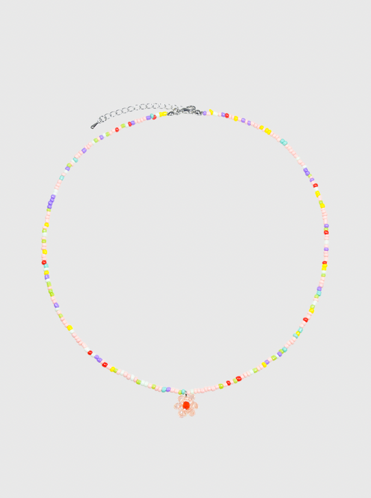 AWE Candy Color Beaded Flower Necklace