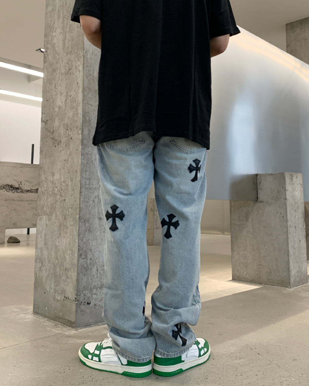 F3F Select Cross Patch Embroidery Washed Denim Jeans