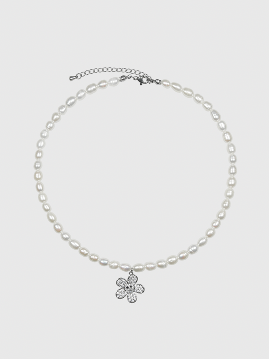 AWE Pearl Sunflower Smiley Necklace