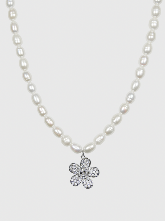 AWE Pearl Sunflower Smiley Necklace