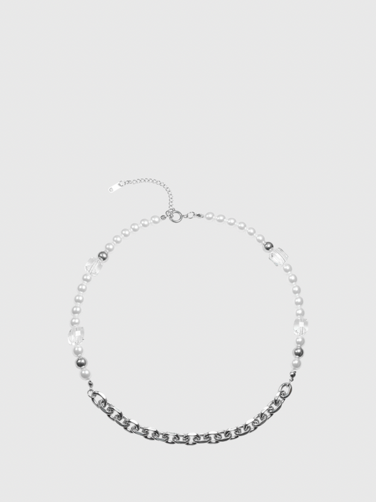 AWE Pearl Sugar Cube Crystal Necklace