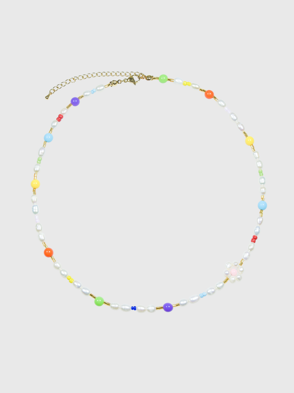 AWE Colorful Beads Pearl Flower Necklace