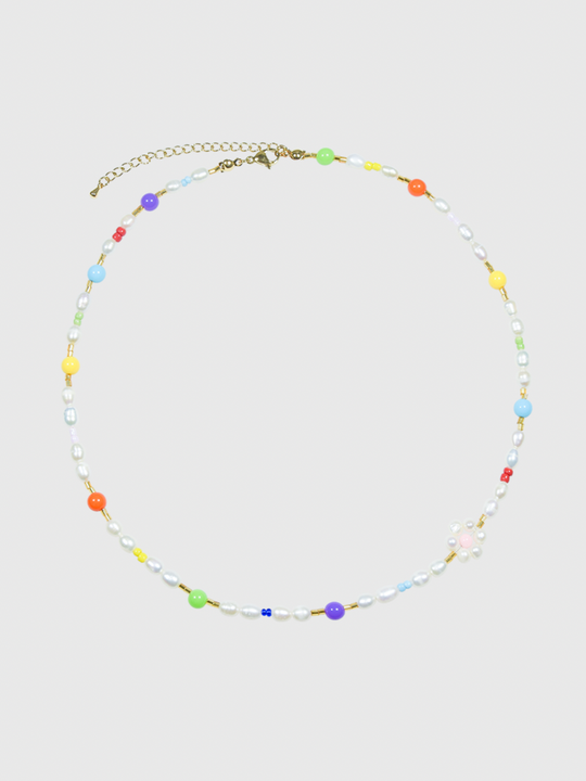AWE Colorful Beads Pearl Flower Necklace