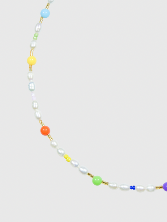 AWE Colorful Beads Pearl Flower Necklace