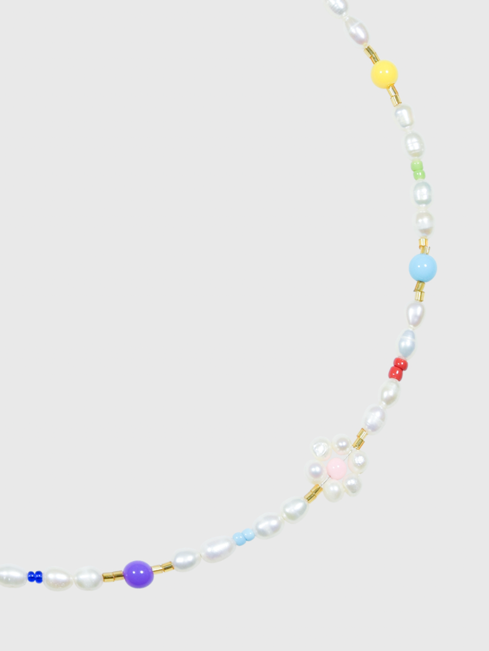 AWE Colorful Beads Pearl Flower Necklace